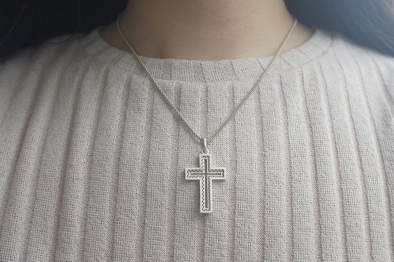 925 Sterling Silver 3D Cross Pendant (P351) - Necklaces - Sterling Silver Silver