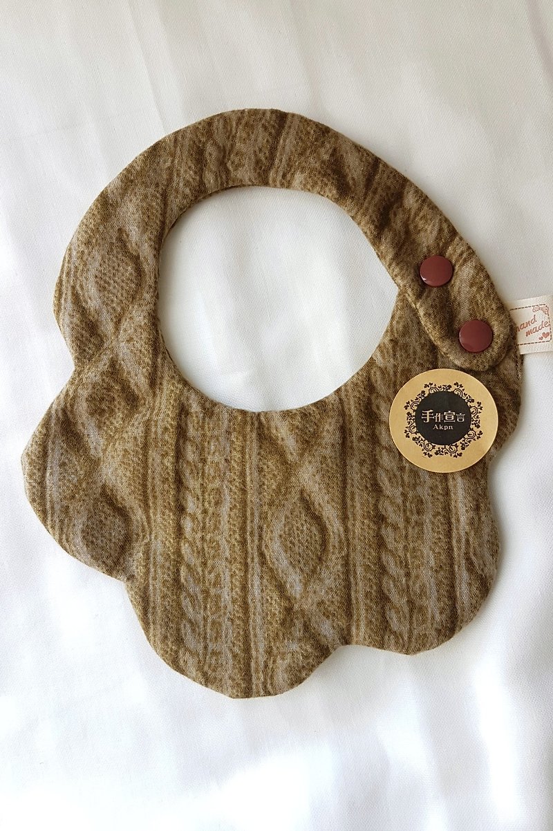 Twist roll double-sided eight-layer yarn arc pocket-100% cotton saliva towel. Coffee - ผ้ากันเปื้อน - ผ้าฝ้าย/ผ้าลินิน สีนำ้ตาล