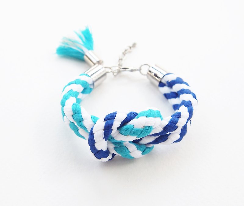 Big sailor knot bracelet with tassel - Bracelets - Other Materials Blue