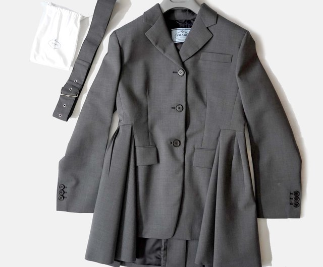PRADA グレーウールスリムフィット長袖ビンテージジャケット