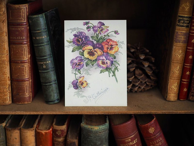法國百年花卉 復刻版明信片 H款 - 心意卡/卡片 - 紙 多色