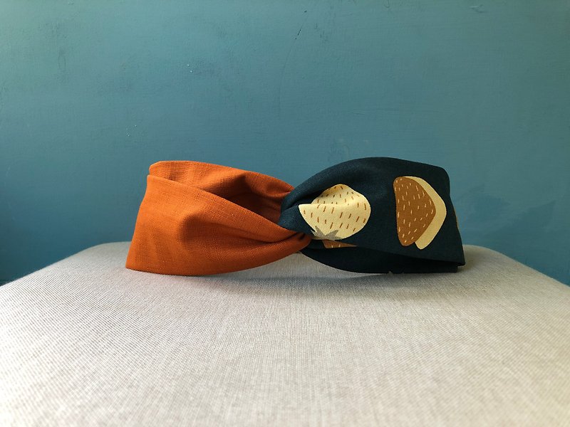 Double headband/ Strawberry Green - Tangerine - Headbands - Cotton & Hemp Orange