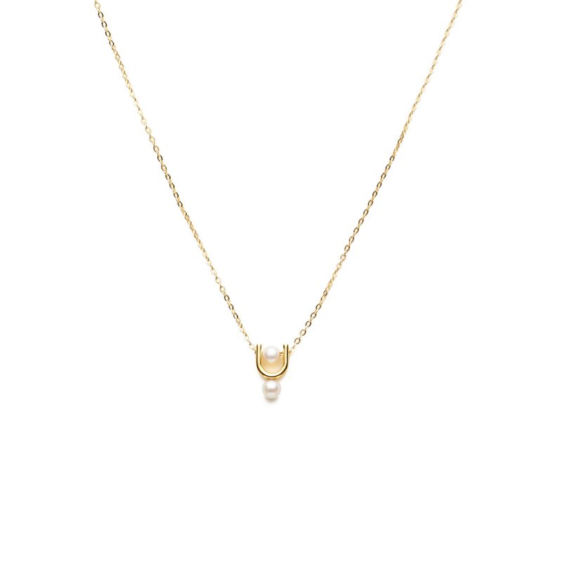 Rainbow Pearl Necklace 925 Silver Thick Plated 18K Gold Rina Pearl Necklace - Necklaces - Pearl Gold