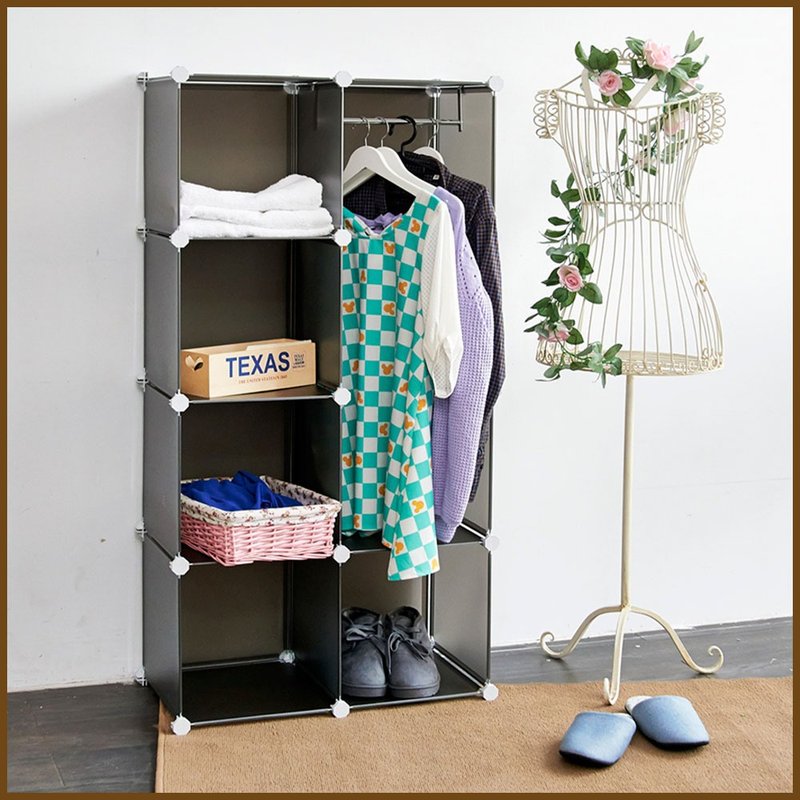 [ikloo] Magic Space 8-Grid Wardrobe Combination Cabinet (with 4 Doors) - Storage - Other Materials 