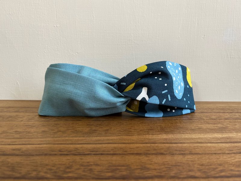 Two-Tone Hairband / Blue Fairy Tale Tree - Lake Blue - ที่คาดผม - ผ้าฝ้าย/ผ้าลินิน สีน้ำเงิน