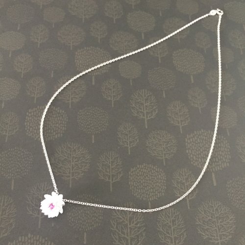 ジルコニア Lotus 蓮の花のネックレス silver - ショップ jewelry