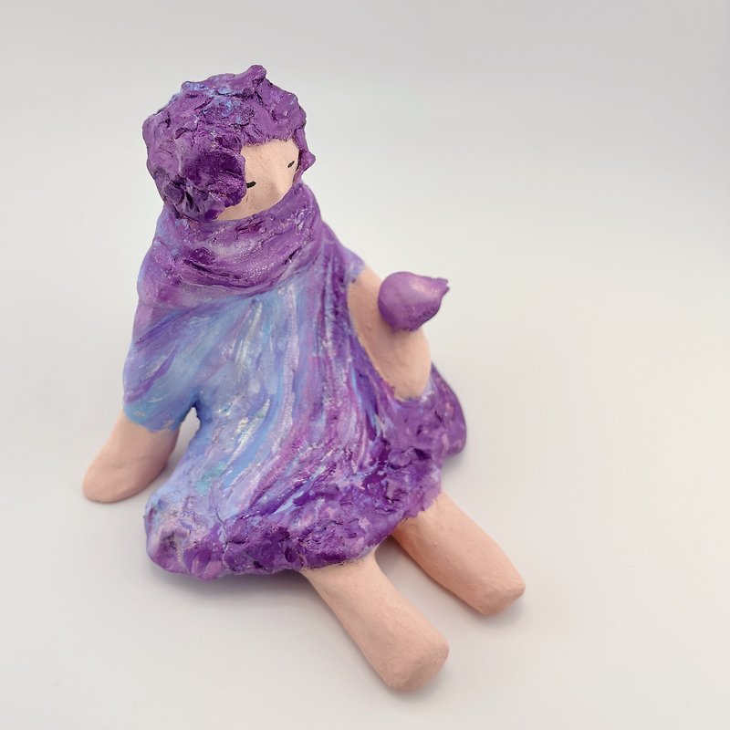 Na Shi Pottery/Magic Little Girl/Little Sparrow/Pottery Doll/Gift Collection - Items for Display - Pottery Purple