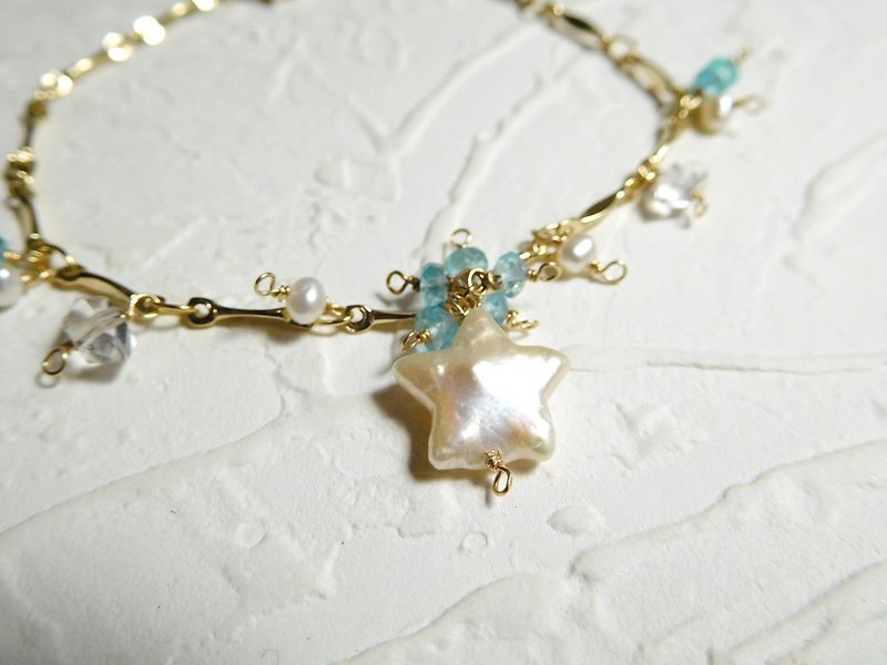 Star Pearl Heji Ink Crystal Bracelet - Bracelets - Paper Blue