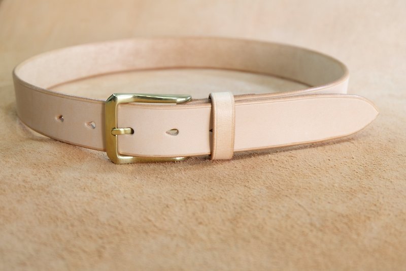 Hand-stitched Italian vegetable-tanned cow leather belt can be customized - Belts - Genuine Leather Khaki