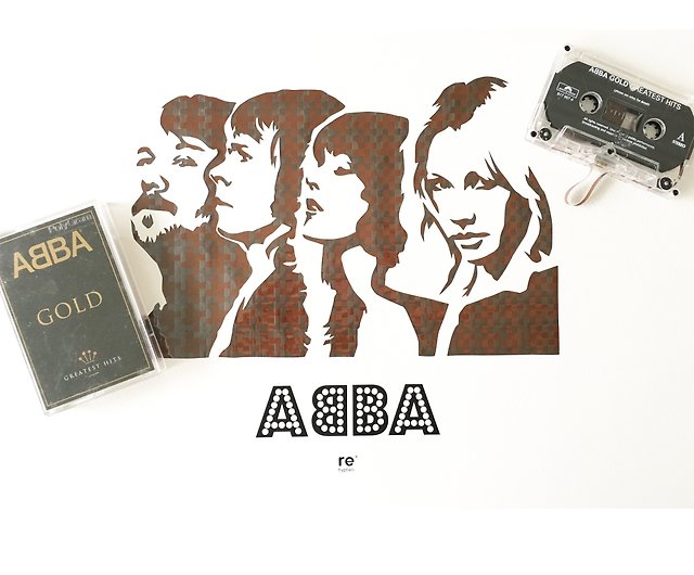ABBA ポスター | カセット ウィービング | マミー クラシック ソング | QR コードをスキャンして聞く | ヒッピー バンド - ショップ  rehyphen 似顔絵 - Pinkoi