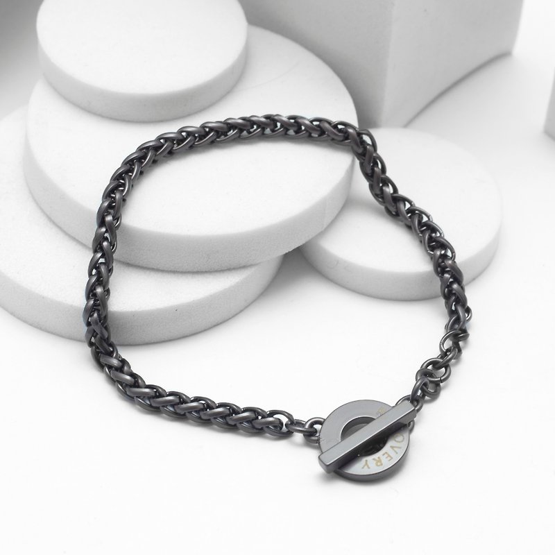 Recovery Fine Twist Bracelet (Black Silver) - สร้อยข้อมือ - โลหะ สีดำ