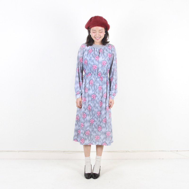 Egg plant vintage early spring peony printing Vintage dress - One Piece Dresses - Polyester Multicolor