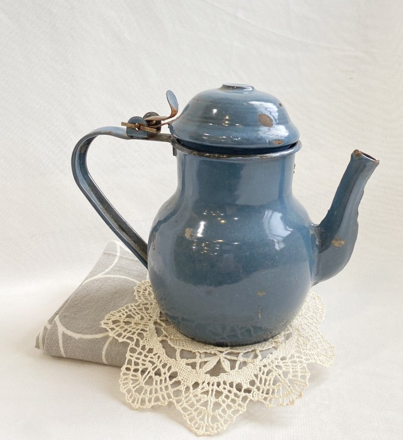 【好日戀物】日本VINTAGE鐵鏽風格水壺醬汁茶壺加熱鍋廚房用具 - 茶壺/茶杯/茶具 - 其他金屬 藍色