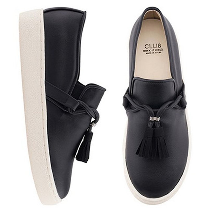 PRE-ORDER – CLLIB 扭曲流蘇休閒鞋 MS4382 BLACK - 女款休閒鞋 - 人造皮革 黑色