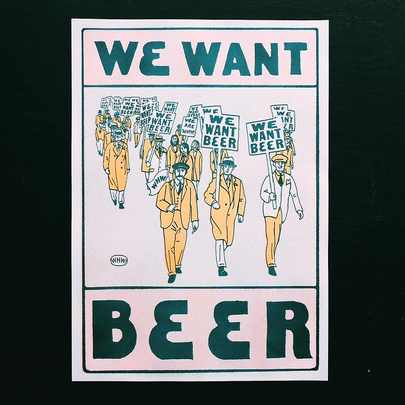 WE WANT BEER A3ポスター - ポスター・絵 - 紙 ピンク