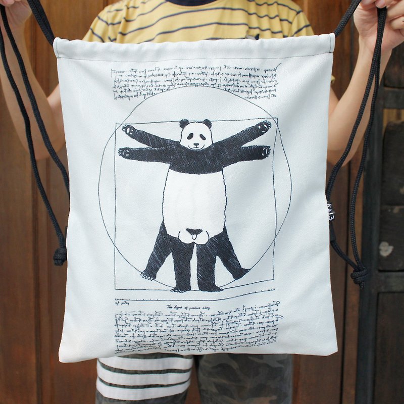 Draw string bag Vitruvian Panda - 水桶袋/索繩袋 - 其他材質 