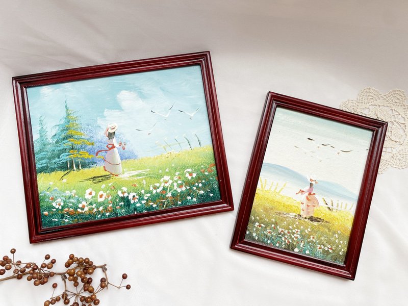【好日戀物】德國vintage復古風景油畫壁掛畫裝飾畫一對2入組 - 擺飾/家飾品 - 木頭 多色