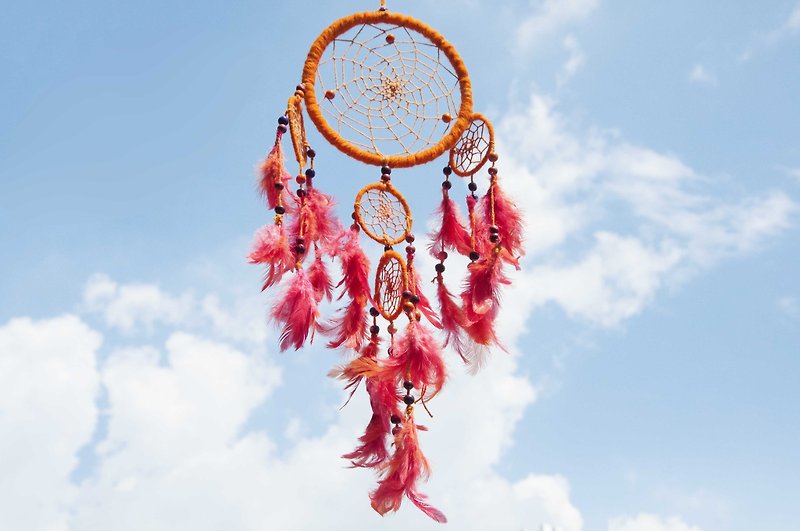 National wind ornament boho Hand-woven cotton dream catcher dream ducter - Orange Garden - Items for Display - Cotton & Hemp Orange