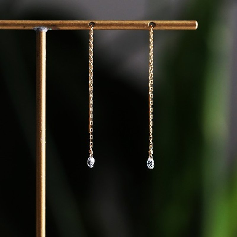 K18 diamond briolette drop cut long earrings Gabrielle