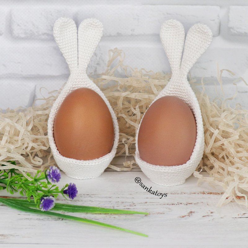 Crochet pattern Rabbit ceramic egg stand, PDF Digital Download, DIY easter - 手工藝教學/工具書 - 其他材質 