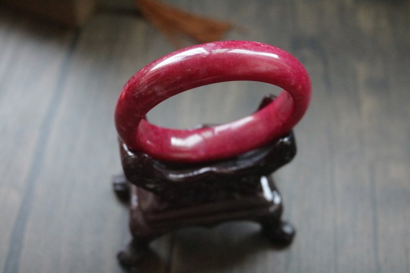 天然鈾玉手鏈桃花玉瑪瑙手環禮盒裝 - 手鍊/手環 - 半寶石 紅色