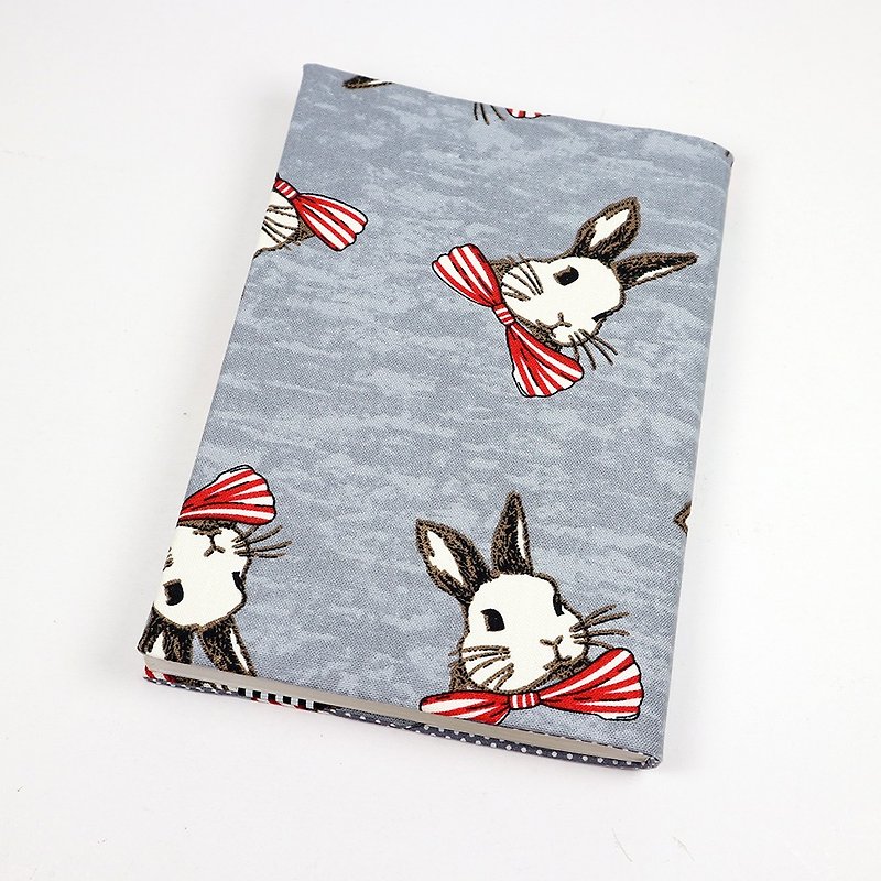 A5 Adjustable Mother's Handbook Cloth Book Cover - Bowknot Rabbit (Grey) - Notebooks & Journals - Cotton & Hemp Gray