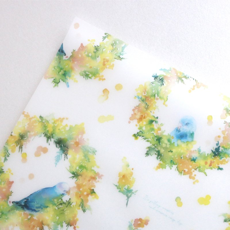 Mimosa and parakeet tracing paper - อื่นๆ - กระดาษ สีเหลือง