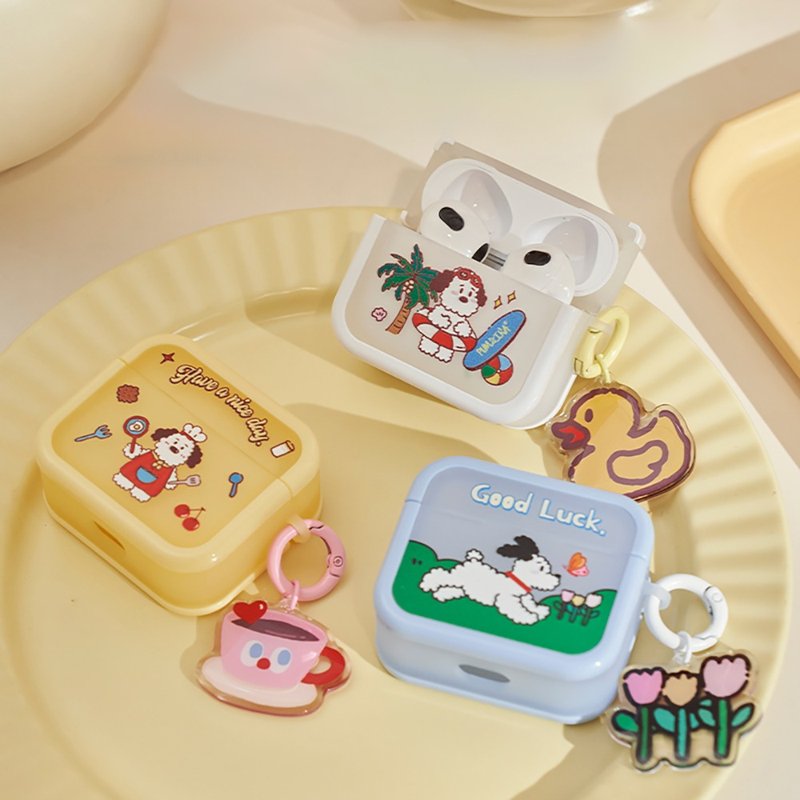 歡樂小狗4系列方塊耳機殼蘋果AirPods 1/2/3/4/pro/Pro2代耳機殼 - AirPods/耳機保護套 - 其他材質 