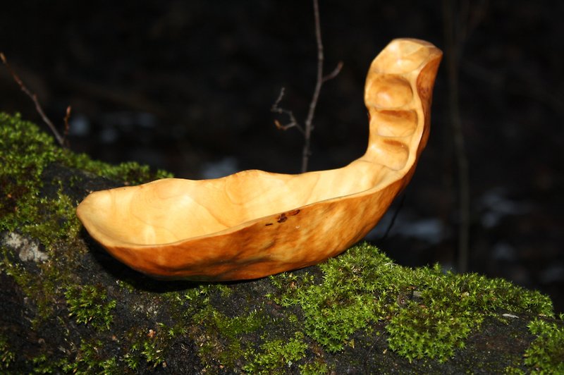 由一整塊樺木樹節製成的原始肉汁船 - 小碟/醬油碟 - 木頭 橘色