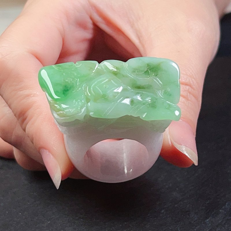 [Lucky Beast] Piaoyang Green Jade Pixiu Jade Ring Ring | Natural Burmese Jade A-grade - General Rings - Jade Green