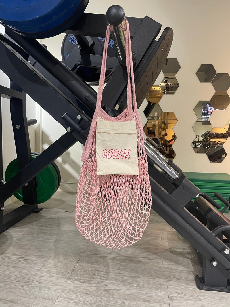 \Your bag/Little Rabbit Pink Environmentally Friendly Plastic Reduced Mesh Woven Bag - กระเป๋าเครื่องสำอาง - ไฟเบอร์อื่นๆ สึชมพู