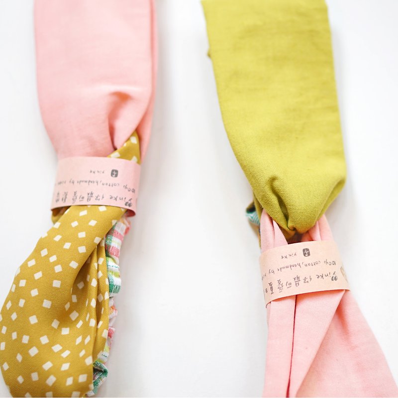 YInke "your most lovely" hair band - mustard little x pink / yellow green x pink - Hair Accessories - Cotton & Hemp Pink