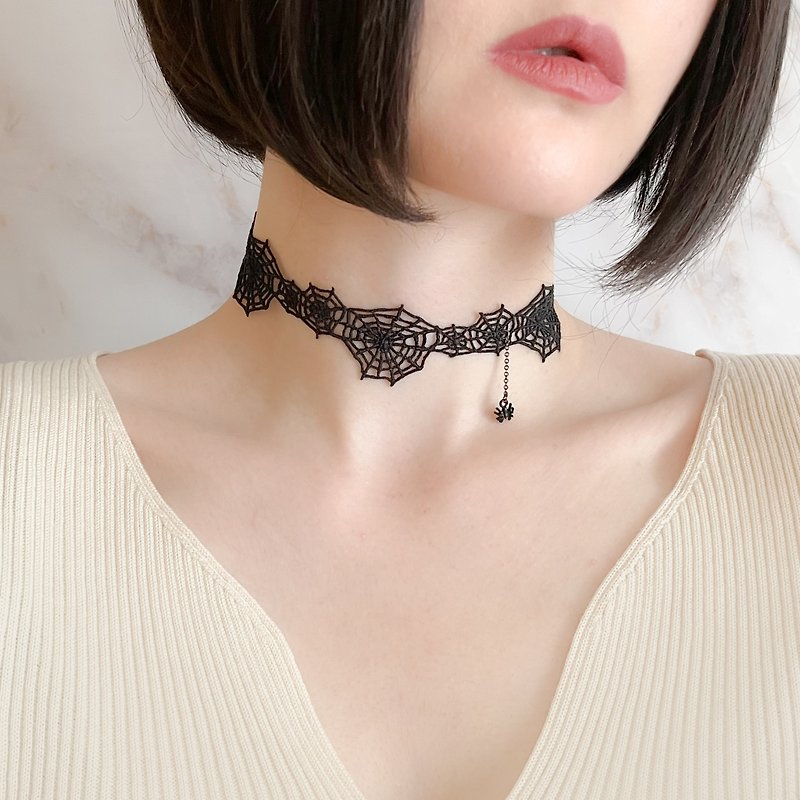 Spider Web Black Lace Choker SV571 - Chokers - Other Metals Black
