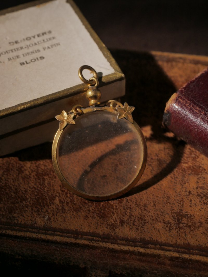 1890s 英國 新藝術時期 常春藤玻璃相片墜 - 項鍊 - 其他金屬 金色