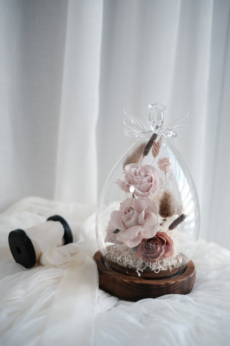 angel eternal rose with light : led light floral glass lamp - Jane Florist - Dried Flowers & Bouquets - Other Materials Blue