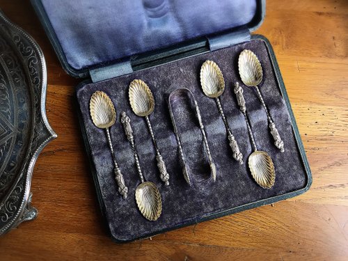 1897年製 バーミンガム 英国アンティーク スターリングシルバー ナイフレスト アンティーク イギリス 1897 バーミンガム レア アポストル