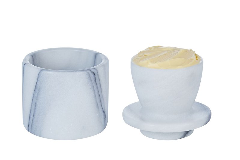 天然大理石のクリームカップ/常温保存/空気を遮断/密閉 - 調味料入れ - 石 ホワイト