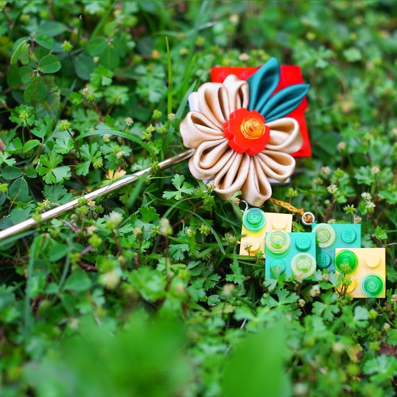 日式 頭飾 髮簪 樂高 Lego 髮式 藝妓 花傀 髮叉 浴衣 不撞款 - 髮圈/髮夾 - 尼龍 金色