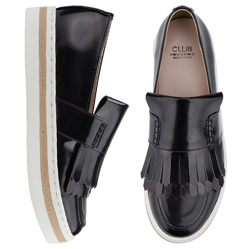 PRE-ORDER – Zenn_Wide fringe 輕便鞋 LS4352 BLACK - 女休閒鞋/帆布鞋 - 真皮 黑色