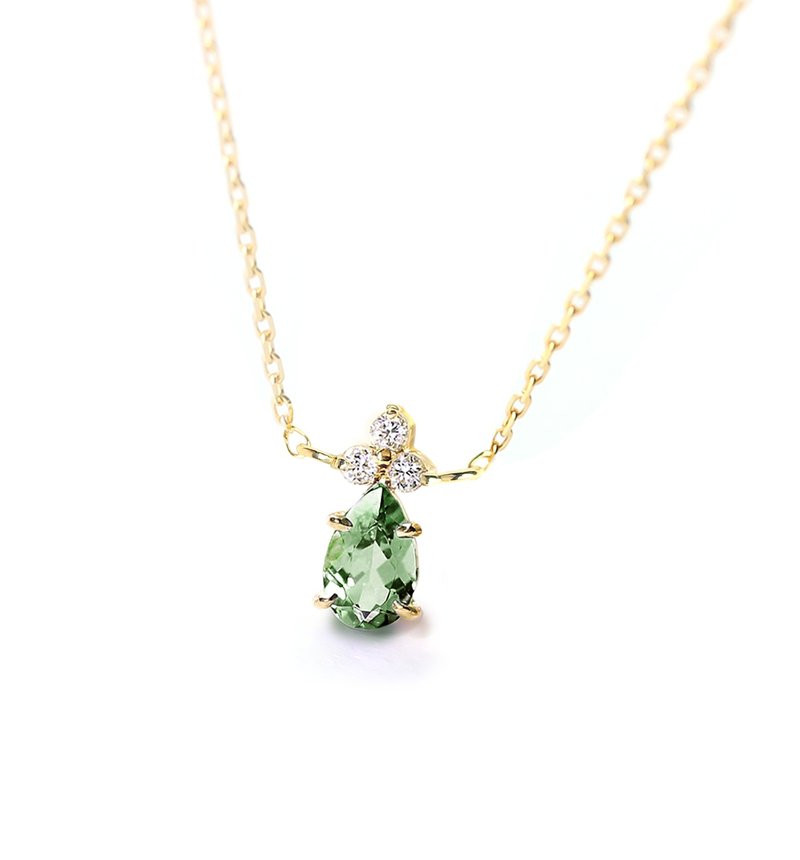 K18 グリーンサファイア&ダイヤモンドのネックレス ~Ello Lilas~ 9月誕生石 - 項鍊 - 寶石 綠色