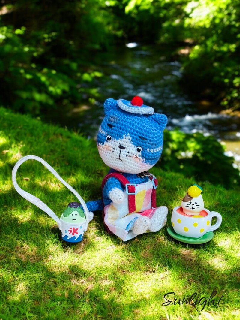 Sunlight Alley Handmade - Handmade cute little blue cat dolls, companions, dolls and pendants (Xianmeng Family) - ตุ๊กตา - ผ้าฝ้าย/ผ้าลินิน 