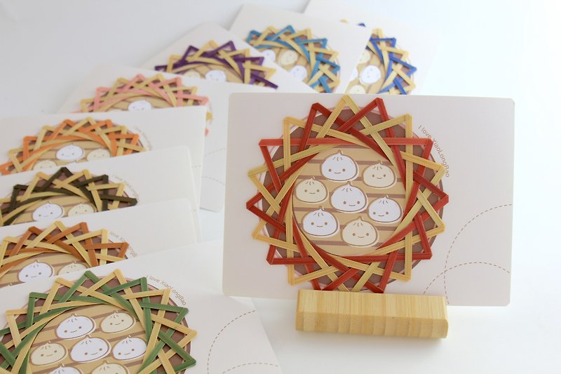 Xiao Long Bao postcard/Handmade/bamboo weaving - การ์ด/โปสการ์ด - ไม้ไผ่ 