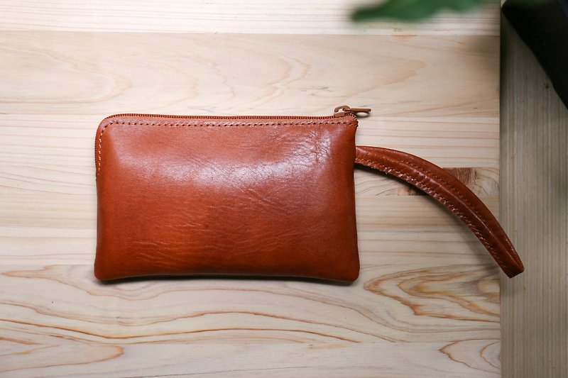 "Play skin girl" classic tea _ readily package - Clutch Bags - Genuine Leather Brown