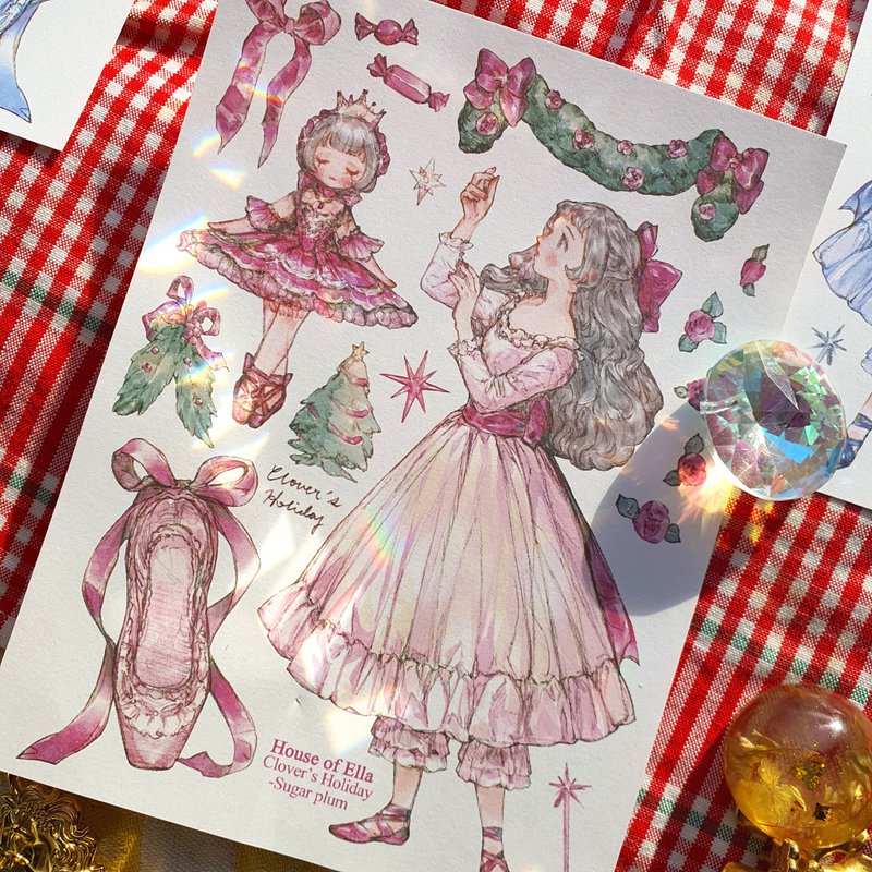 Clover's Holiday Christmas girl Sticker - 貼紙 - 紙 