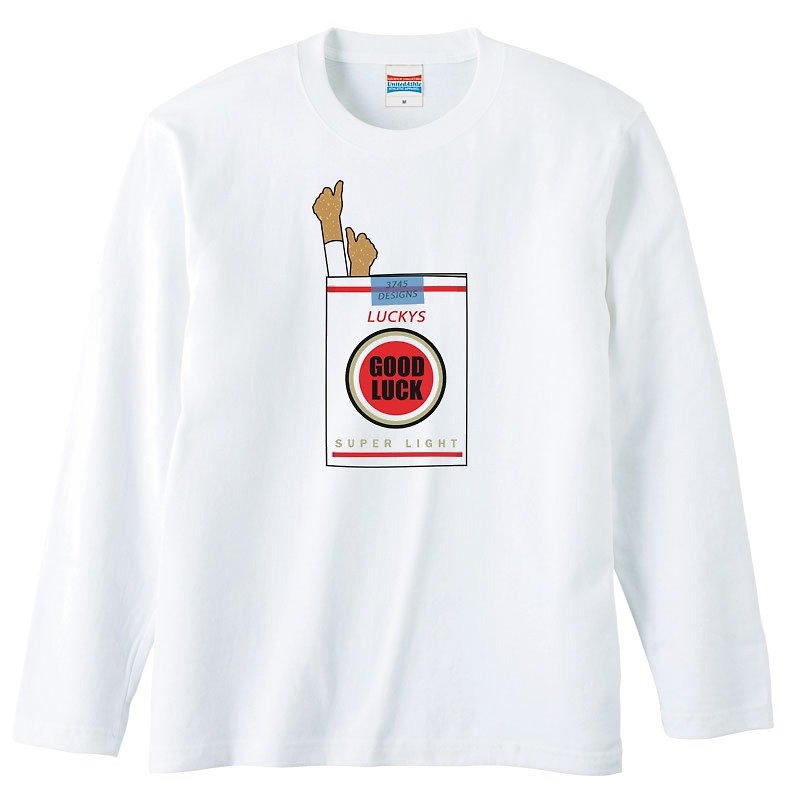 Long Sleeve T-shirt / Good Luck (soft) - เสื้อยืดผู้ชาย - ผ้าฝ้าย/ผ้าลินิน ขาว