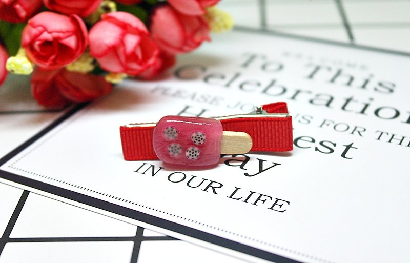<Imitation Clay Hair Accessories> => Pitaya Fruit Popsicle-Hairpin Series-#Lovely#Limited X1 - Hair Accessories - Clay Red