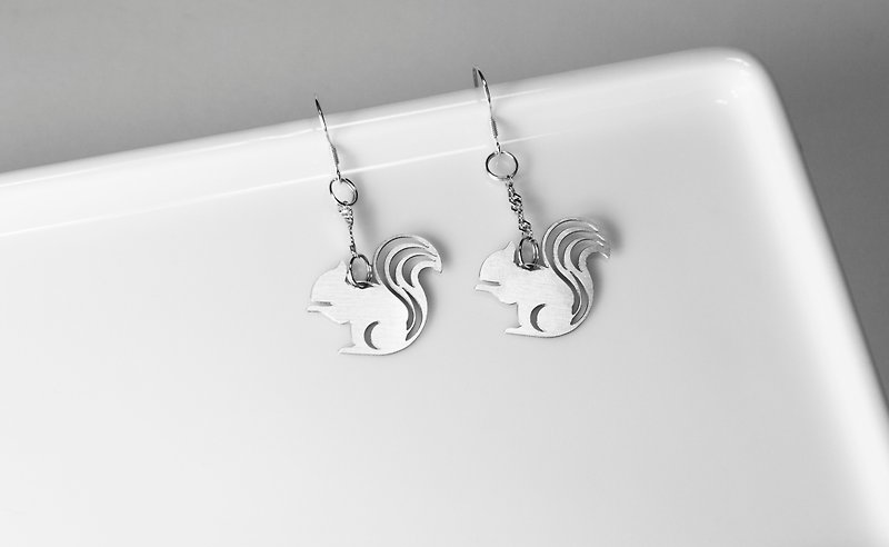 Squirrel Earrings [Mini Style]_Animal Series_造题 - Earrings & Clip-ons - Other Materials Silver