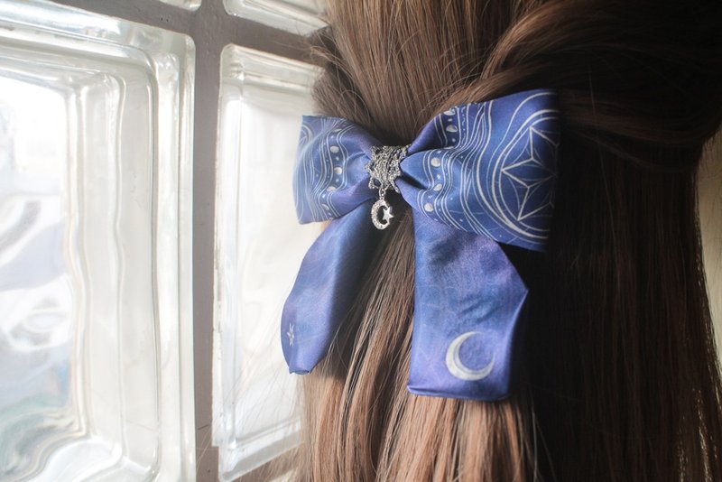 星月守護魔法陣∣オリジナルプリントハンドメイド【ヘアクリップ】自動クリップ スプリングクリップ ヘアアクセサリー - ヘアアクセサリー - ポリエステル ブルー