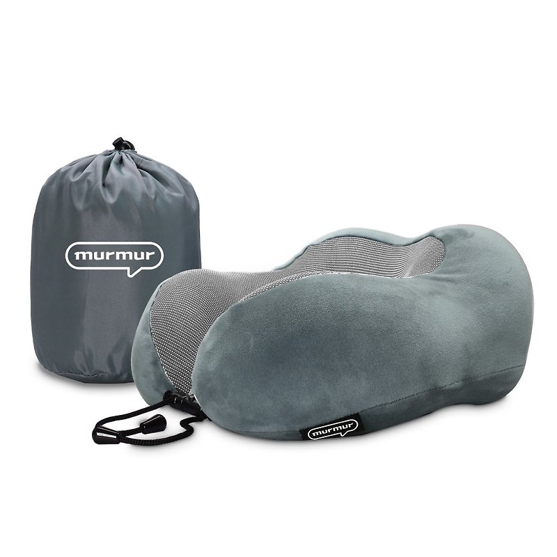 murmur旅行頸枕NP026(太空灰-絨毛)|U型護頸枕推薦(附收納袋) - 頸枕/午睡枕 - 聚酯纖維 灰色