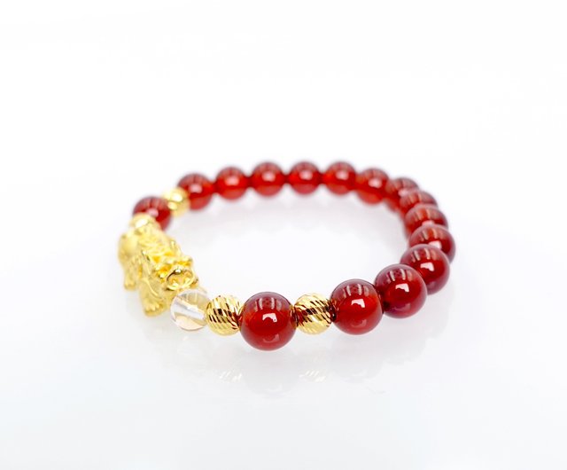 【新作入荷!!】 Jewelry-Gold Polychrome Pixiu Bracelet Shape Stone Red ルビー